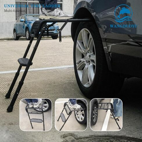 Universal SUV Tire Ladder Car Step, Foldable, Height Adjustable, Can Hold up to 30 Inch Tires,Fit for Tacoma;4runner;RAV4;Wrangler SUV Accessories in Kuwait