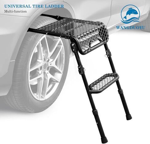 Universal SUV Tire Ladder Car Step, Foldable, Height Adjustable, Can Hold up to 30 Inch Tires,Fit for Tacoma;4runner;RAV4;Wrangler SUV Accessories in Kuwait