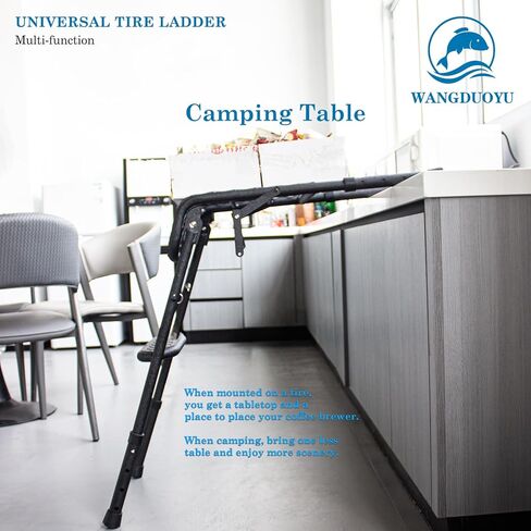 Universal SUV Tire Ladder Car Step, Foldable, Height Adjustable, Can Hold up to 30 Inch Tires,Fit for Tacoma;4runner;RAV4;Wrangler SUV Accessories in Kuwait