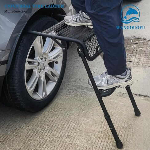 Universal SUV Tire Ladder Car Step, Foldable, Height Adjustable, Can Hold up to 30 Inch Tires,Fit for Tacoma;4runner;RAV4;Wrangler SUV Accessories in Kuwait