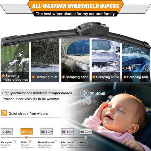AUTOBOO 26"+18" Windshield Wipers Blades Replacement for Toyota Highlander 2020 2021 2022 2023 2024-2025 with 10 Inch Rear Wiper Blade -Original Factory Quality (Pack of 3) in Kuwait