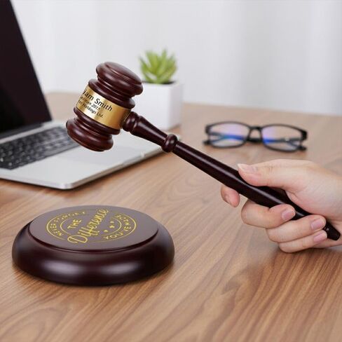 Personalized Wooden Gavel and Block Set, Engraved Judge Gavels, Law and Order Gavel Set with Sound - Lawyer Gifts, Retirement Gifts for Judges Men in Kuwait