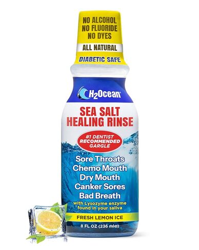 عبوتان من غسول الفم H2Ocean Healing Rinse - غسول الفم بملح البحر وإكسيليتول ذو المذاق الرائع للنفس المنعش والفم الجاف - خالي من الكحول والفلورايد - نعناع المحيط القطبي الشمالي، 16oz in Saudi Arabia