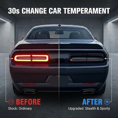 Light Covers for Dodge Challenger 2015-2024 Taillight Covers Rear Guard Trim Kit - Dodge Challenger Accessories (Tail Light Covers Rear Light Guards Smoke Black 4 Pcs in Kuwait