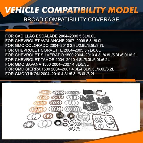 4L60E 4L65E 4L70E Transmission Master Rebuild Kit w/Filter Fits for Chevrolet Silverado 1500 2004–2010 for Cadillac Escalade 2004–2006 for GMC Savana Sierra Yukon 2004-2010 in Kuwait