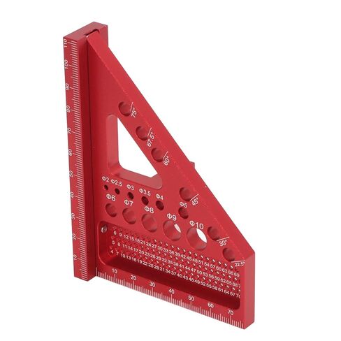 Fafeicy Woodworking Triangular Ruler, Aluminum Alloy, Precise Marking, Multiangle Protractor, Ideal for DIY Enthusiasts and Professionals (Red) in Kuwait