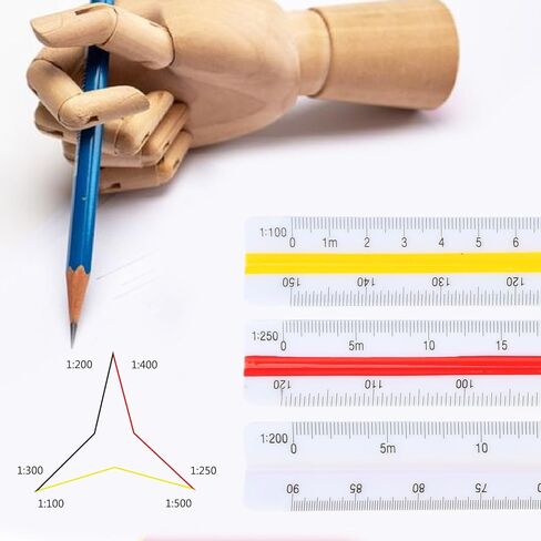 Triangular Ruler 1: 100,: 200,: 250,: 300, Architectural 12" Drafting for Draftsmen Finder Protractor Measurement Bevel Height Depth Gauge Azimuth Foldable Marker Tester Locator Scriber Base in Kuwait
