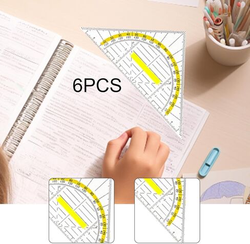 6Pcs Set Square Drafting Multifunctional with Detachable Handle in Kuwait