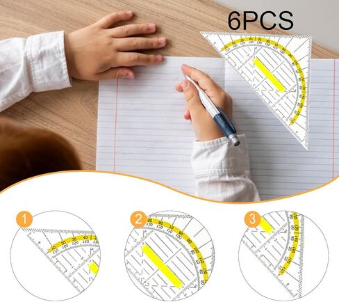 6Pcs Set Square Drafting Multifunctional with Detachable Handle in Kuwait