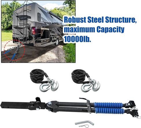 Tow Bar with Safety Cable 10,000 lb for RV & Camper Replacement for Blue OX Avail BX7420-2 Receiver, Black in Kuwait