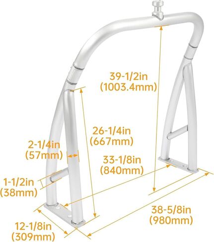 KUAFU Universal Rear Ski Tow Bar for Pontoon Boats Outboard Motor Pylon Pole Width 43" Aluminum Silvery in Kuwait