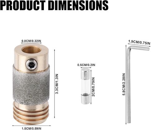 2pcs 5/8in Stained Glass Grinder Bits, Diamond Grinding Head Tools & Supplies with 2 Wrenches & 2 Fuses for for Glass Grinders in Kuwait