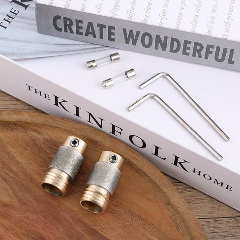 2pcs 5/8in Stained Glass Grinder Bits, Diamond Grinding Head Tools & Supplies with 2 Wrenches & 2 Fuses for for Glass Grinders in Kuwait