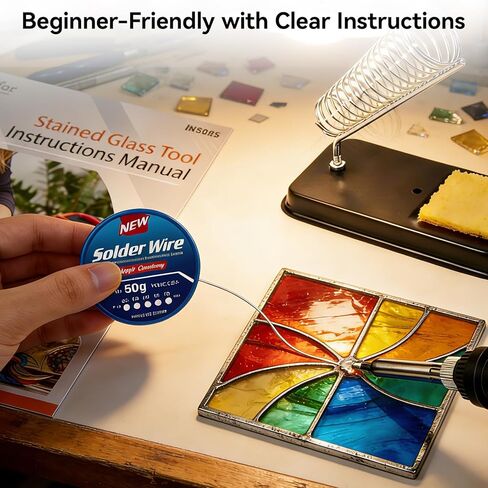 مجموعة أدوات الزجاج الملون من Ecoofor، مجموعة كاملة لصنع الزجاج الملون مع مكواة لحام 100 وات، وأدوات قطع الزجاج، ومجموعة قطع الماس وتعليمات للحرف اليدوية، ومجموعات الزجاج الملون للبالغين in Kuwait