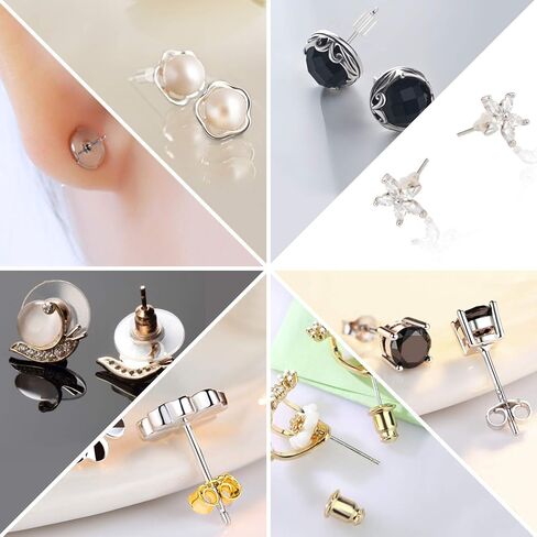 620 Pcs 12 Styles Earring Backs, iBayam Earring Backings for Studs Multiple Styles Earring Back Clips Earring Backs Metal Rubber Plastic Secure Earring Backs for Safety in Kuwait