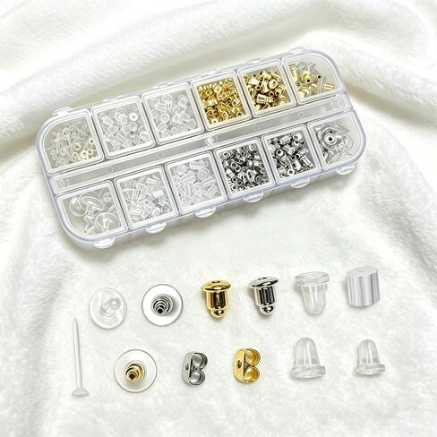 620 Pcs 12 Styles Earring Backs, iBayam Earring Backings for Studs Multiple Styles Earring Back Clips Earring Backs Metal Rubber Plastic Secure Earring Backs for Safety in Kuwait
