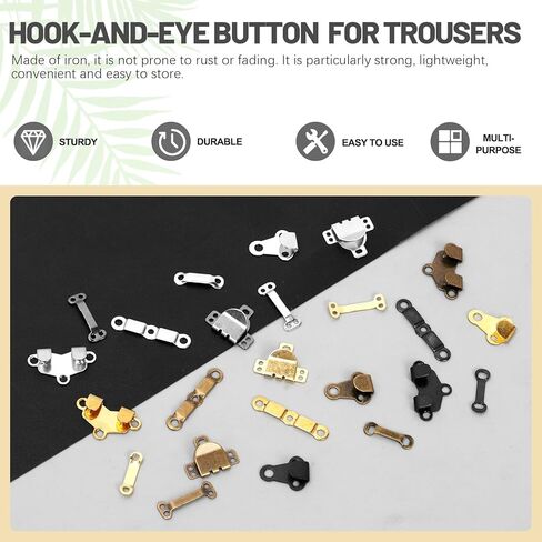 48pcs 2#/12#/17# 4 Colors Sewing Hooks and Eyes Closure Set, Brass Hooks and Eyes Sewing Closure for Trousers for Bra Trousers Pants Skirt DIY Easy to Sew in Kuwait