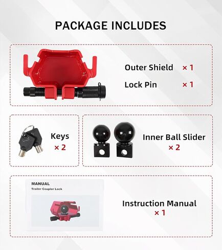 ELITEWILL Trailer Hitch Lock, 2-5/16" Ball Hitch Tongue Lock for 2" Couplers Travel RV Camper Boat Pickup Truck Cargo Trailer Protector Secure Anti-Theft Heavy-Duty in Kuwait