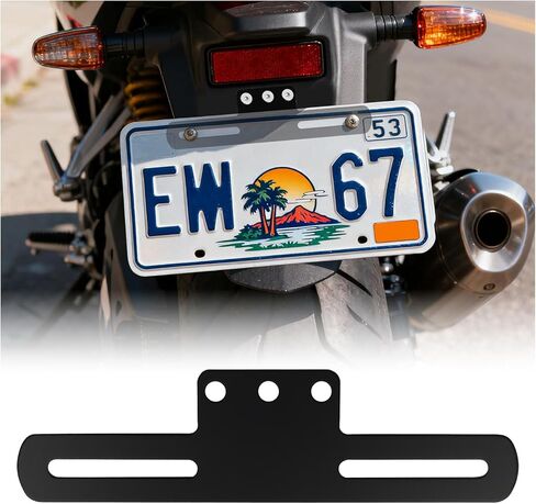 Motorcycle License Plate Bracket,Heavy Duty Motorcycle License Plate Holder Compatible with Tail Rear Lights,Universal Motorcycles Plates Mount Fits Most Motorcycles,ATVs in Kuwait