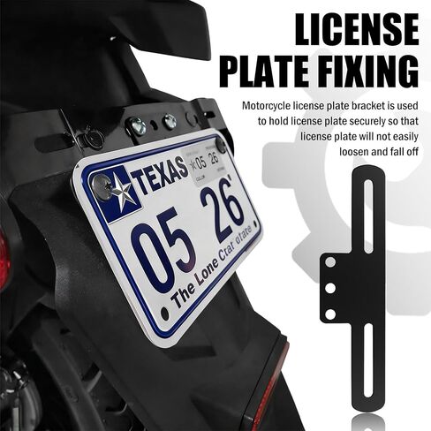 Motorcycle License Plate Bracket,Heavy Duty Motorcycle License Plate Holder Compatible with Tail Rear Lights,Universal Motorcycles Plates Mount Fits Most Motorcycles,ATVs in Kuwait