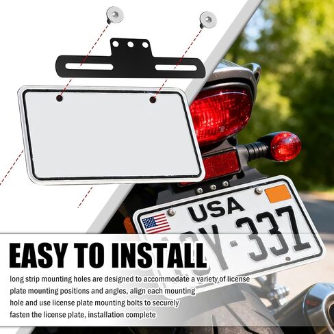 Motorcycle License Plate Bracket,Heavy Duty Motorcycle License Plate Holder Compatible with Tail Rear Lights,Universal Motorcycles Plates Mount Fits Most Motorcycles,ATVs in Kuwait