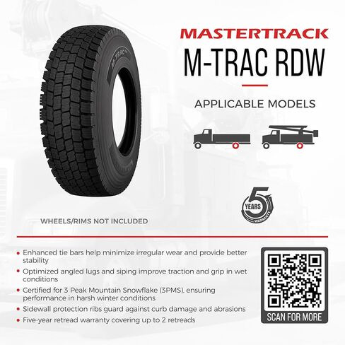 Set of 4 (Four) Mastertrack M-TRAC RDW 225/70R19.5 16Ply H 136/134J Commercial Tires – 5-Year Warranty | 3PMS -245/70/19.5(Tire Only) in Kuwait