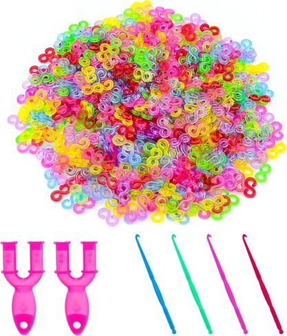 BlingKingdom 600 PCS Rubber Band S Clips with Tools, Colorful Loom Band Hook for DIY Weaving, Bracelets, Necklaces, Keychains in Kuwait