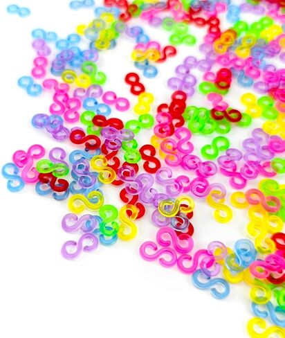 BlingKingdom 600 PCS Rubber Band S Clips with Tools, Colorful Loom Band Hook for DIY Weaving, Bracelets, Necklaces, Keychains in Kuwait