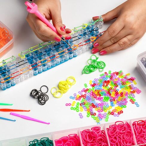 BlingKingdom 600 PCS Rubber Band S Clips with Tools, Colorful Loom Band Hook for DIY Weaving, Bracelets, Necklaces, Keychains in Kuwait