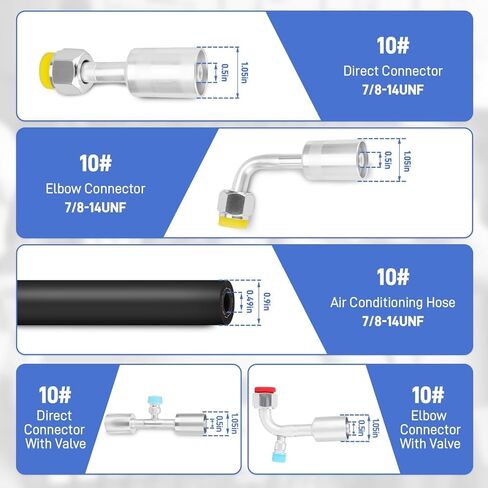 27PCS 9.8ft Air Conditioning Hose and Fitting Kit Includes 9.8ft #6#8#10 AC Hoses and AC Fittings with pipe cutter and O-Ring, Compatible with Automotive Air Conditioning Systems R134a Universal in Kuwait