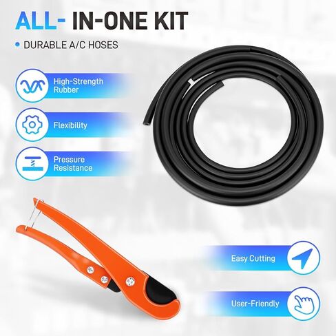 27PCS 9.8ft Air Conditioning Hose and Fitting Kit Includes 9.8ft #6#8#10 AC Hoses and AC Fittings with pipe cutter and O-Ring, Compatible with Automotive Air Conditioning Systems R134a Universal in Kuwait