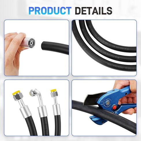 27PCS 9.8ft Air Conditioning Hose and Fitting Kit Includes 9.8ft #6#8#10 AC Hoses and AC Fittings with pipe cutter and O-Ring, Compatible with Automotive Air Conditioning Systems R134a Universal in Kuwait