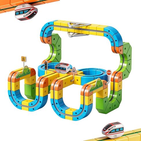 Magnetic Electric Train Set, 3D Infinity Flexible Tracks for Kids, STEM Cube Track Train Birthday Gifts for Boys and Girls Age 3+ Years Old in Kuwait