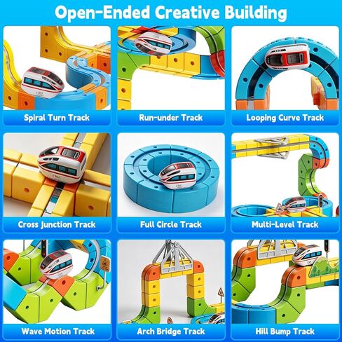 Magnetic Electric Train Set, 3D Infinity Flexible Tracks for Kids, STEM Cube Track Train Birthday Gifts for Boys and Girls Age 3+ Years Old in Kuwait