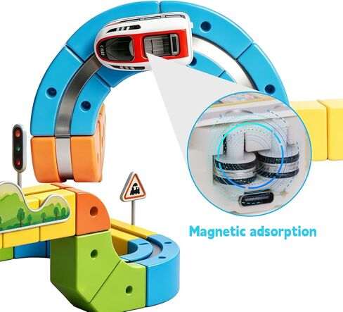 Magnetic Electric Train Set, 3D Infinity Flexible Tracks for Kids, STEM Cube Track Train Birthday Gifts for Boys and Girls Age 3+ Years Old in Kuwait