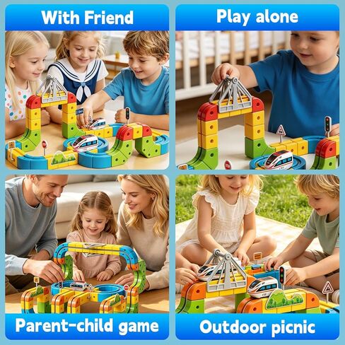 Magnetic Electric Train Set, 3D Infinity Flexible Tracks for Kids, STEM Cube Track Train Birthday Gifts for Boys and Girls Age 3+ Years Old in Kuwait