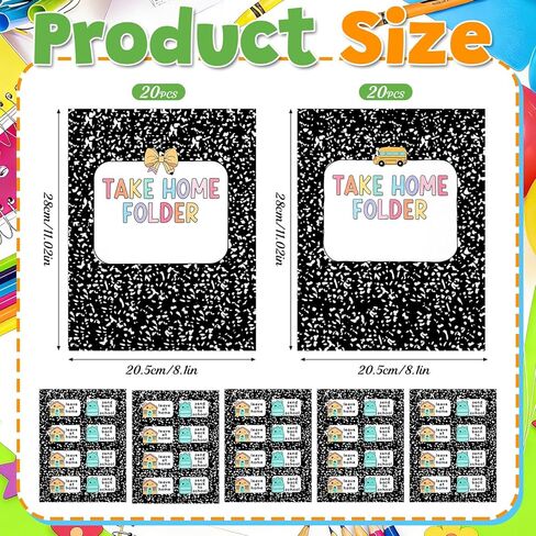 Gueevin 40 Set Student Homework Folder Labels for Homework Take Home Folder Covers Label with Leave at Home, Send Back to School Sticker Thermal Printed for Office Classroom in Kuwait