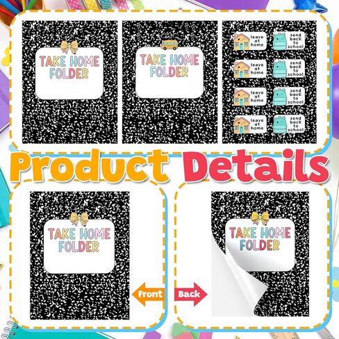 Gueevin 40 Set Student Homework Folder Labels for Homework Take Home Folder Covers Label with Leave at Home, Send Back to School Sticker Thermal Printed for Office Classroom in Kuwait