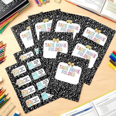 Gueevin 40 Set Student Homework Folder Labels for Homework Take Home Folder Covers Label with Leave at Home, Send Back to School Sticker Thermal Printed for Office Classroom in Kuwait