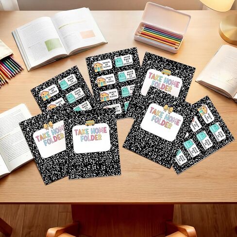 Gueevin 40 Set Student Homework Folder Labels for Homework Take Home Folder Covers Label with Leave at Home, Send Back to School Sticker Thermal Printed for Office Classroom in Kuwait