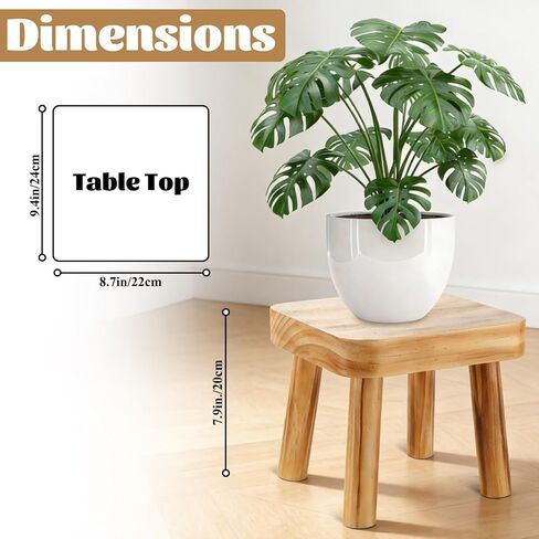 8 Inch Wooden Step Stool, Small Step Stool for Adults with Detachable Legs, Pine Wood Stool with Non-Slip Foot Pads, One Step Stool for Kitchen Bathroom Bedroom & Bedside 220 lbs in Kuwait