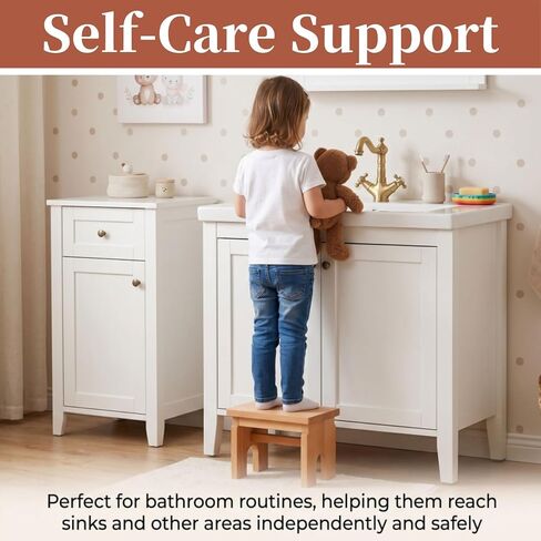 Covzoe Wood Step Stool, 7.5 Inch Small Non-Slip One Step Stool, Portable Bedside Stool for High Beds, Solid Footstool Potty Training Stool for Bathroom Sink, Kitchen, Bedroom in Kuwait