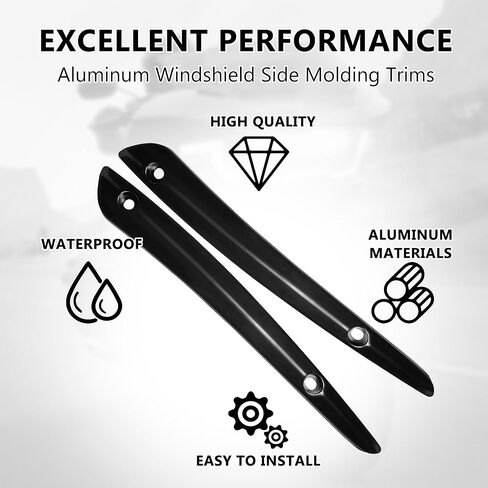 Black Aluminum Windshield Side Molding Decor Trim,Windscreen Stabilizer for Harley Street Glide FLHX Road Glide FLTRX Electra Glide FLHT Tri Glide 2014-2023 Models Accessories in Kuwait