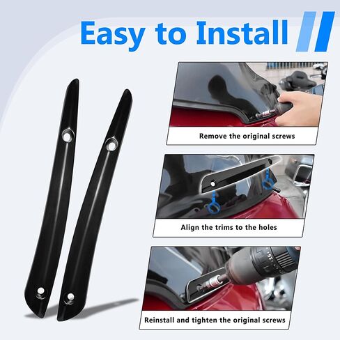 Black Aluminum Windshield Side Molding Decor Trim,Windscreen Stabilizer for Harley Street Glide FLHX Road Glide FLTRX Electra Glide FLHT Tri Glide 2014-2023 Models Accessories in Kuwait
