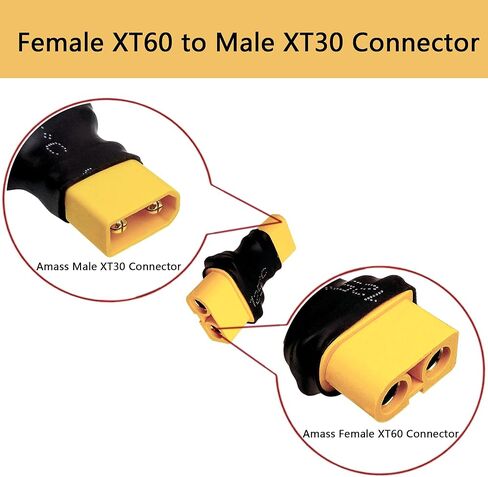 لا أسلاك XT30 إلى XT60 محول ذكر أنثى، موصل XT30 إلى XT60 موصل التوصيل موصل لاسلكي ل RC FPV الطائرة بدون طيار سيارة Lipo NiMH شاحن بطارية ESC (6 قطع) in Kuwait