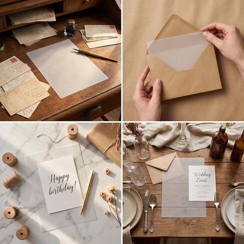 50 Pcs A5 Translucent Vellum Paper 5.83 x 8.27 in Printable Trace Paper Wedding Photo Cover for Invitations DIY Printing Vellum Tracing Papers Pad for Drawing Sketching Writing in Kuwait
