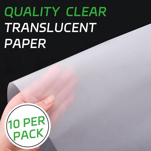 18 x 24 Architectural Vellum Paper, 10 Pack 16lb High Transparency Drafting Vellum Tracing Sheets for Architecture, Engineering, Design Drawing & Sketching in Kuwait