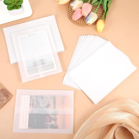 150 Pack Pre Folded Vellum Jackets for 5x7 Invitations, Wedding Invitation Sleeves, Vellum Paper for Invitations - A7 Size Translucent Envelope Liners for Wedding Cards & Stationery in Kuwait