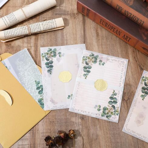 120 Pack Vellum Jackets for 5x7 Invitations with Gold Stickers Pre-Folded Vellum Paper 5x7, 130GSM Translucent Wedding Invitations Wraps for Wedding, Birthday Invitation (Wildflower Pattern) in Kuwait