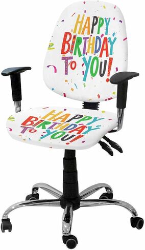 Office Chair Cover Happy Birthday to You Birthday Party Decoration Split Protective Stretch Elastic Universal Cover for Desk Task Chair,Computer Rotating Chair 1pcs in Saudi Arabia